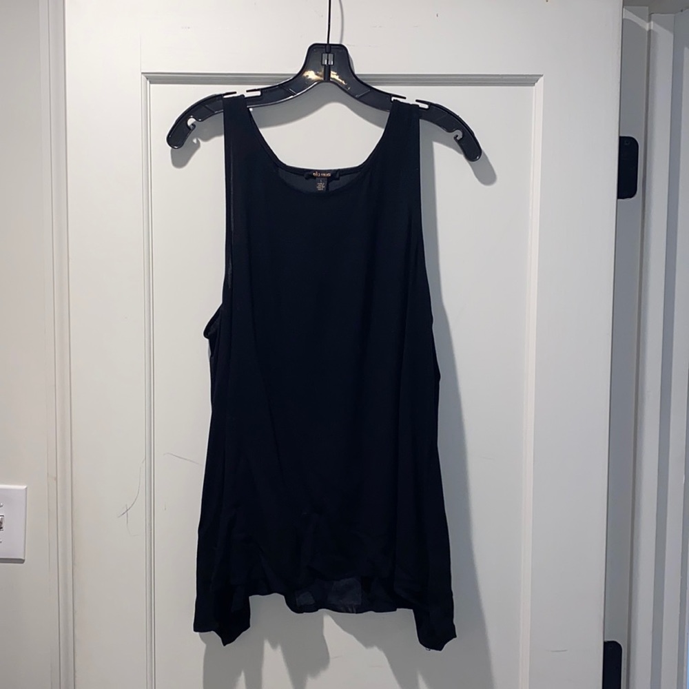 Ella Moss Black Tank w/ Faux Leather Back Detail